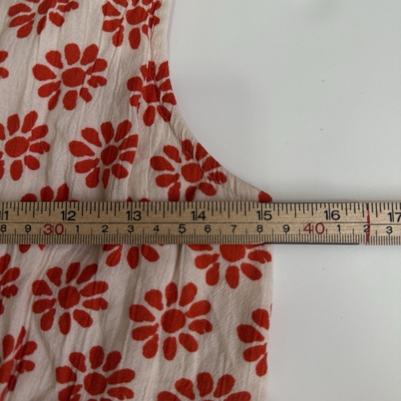 Japna Womens Red Floral Mini Dress V Neck Sleeveless Size Small Tiered Country - Picture 4 of 5